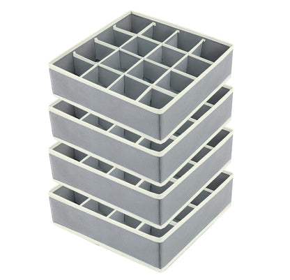joyoldelf Sock Drawer Organizer Divider 2 Packs Underwear Organizer, 24 Cell Closet Organizers and Storage Organizer Sock Holders Organizers for Storing Socks, Handkerchiefs, Ties, Belts (Grey)