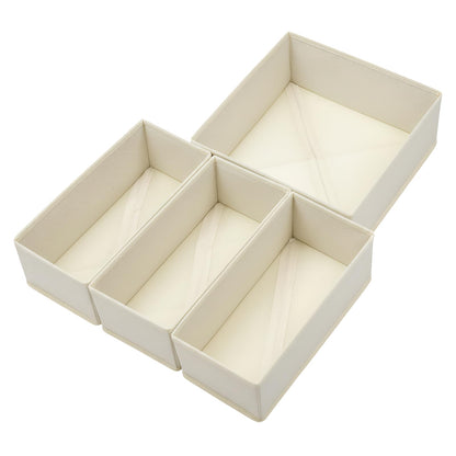 Bructhun Drawer Organizer Set of 4- Fabric Storage Bins for Clothes, Underwear, Socks & Bras - 11" Dresser Dividers for Bedroom Closet