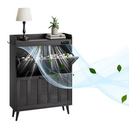 ChooChoo Shoe Storage Cabinet with 2 Flip Drawers and Deodorizer