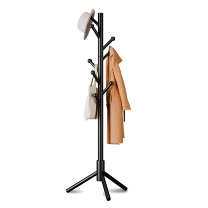 8-Hook Freestanding Coat Rack 3 Heights Safe Round Tips Black