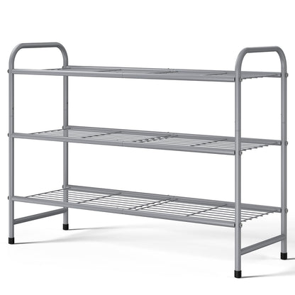 Kitsure Stainless Steel Shoe Rack Organizer, 25.6" Wide - 3 Tier, Black