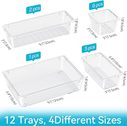 12 PCS Drawer Organizer Set, Makeup Organizers, Tool Storage Trays
