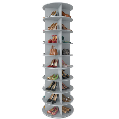SpaceAid 7 Tier Rotating Shoe Rack Tower, Spinning Shoe Display Lazy Susan, Revolving 360 Shoe Rack Storage Round Carousel, Vertical Handbag Rotate Shoes Closet Organization (7-Tier White)