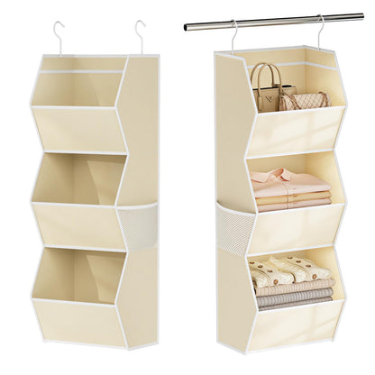 Hanging Closet Organizer 4 Shelf Collapsible Bedroom Closet Organizers and Storage Hanging with Mesh Pockets for Clothes, Fabric Hanging Storage Bins for Wardrobe Closet Organization and Storage, Grey