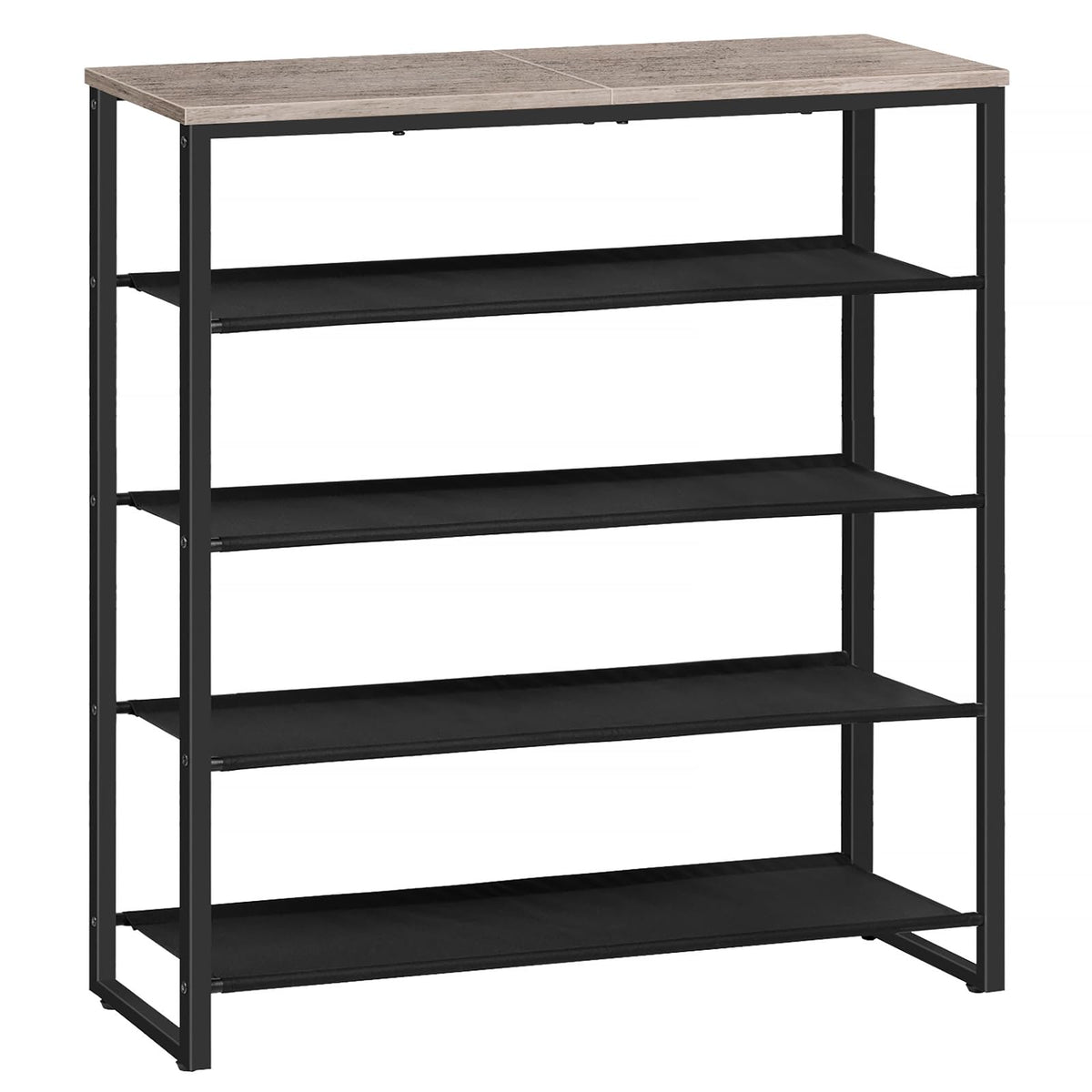 HOOBRO Shoe Rack, 4 Tier Shoe Storage Organizer with 3 Oxford Fabric Shelves and Top Panel, Holds 12-16 Pairs of Shoes for Entryway and Closet, Industrial, Rustic Brown BF47XJ01G1
