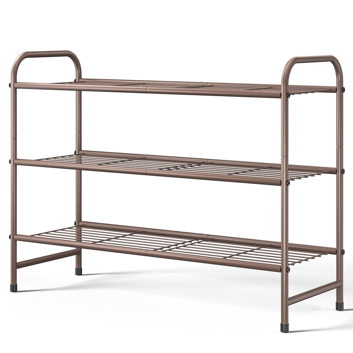 Kitsure Stainless Steel Shoe Rack Organizer, 25.6" Wide - 3 Tier, Black