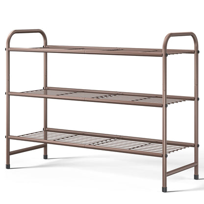 Kitsure Stainless Steel Shoe Rack Organizer, 25.6" Wide - 3 Tier, Black