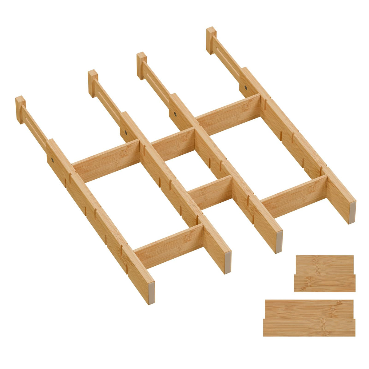 Bamboo Drawer Dividers, Expandable Kitchen Drawer Organizer