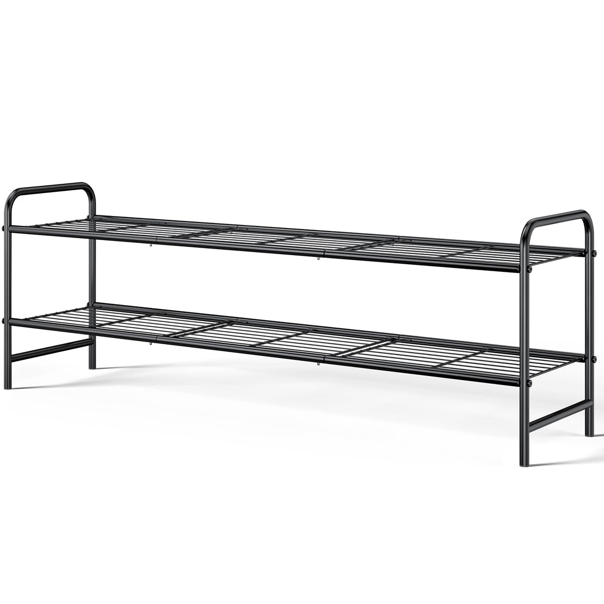 Kitsure Stainless Steel Shoe Rack Organizer, 25.6" Wide - 3 Tier, Black