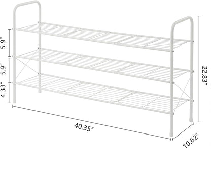 Hoctieon 3 Tier Durable Mesh Style Shoe Rack, Entryway Shoe Shelf, Shoe Rack FreeStanding, Shoe Storage Organizer, Shoe Rack for Closet, Space Save For bathroom, Hallway, Bedroom, Living Room, White