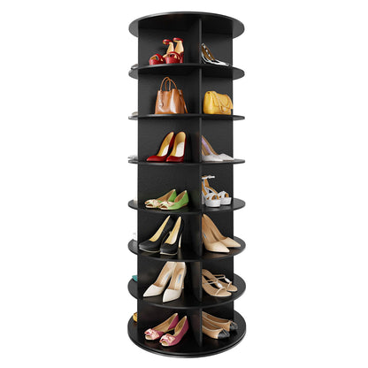 SpaceAid 7 Tier Rotating Shoe Rack Tower, Spinning Shoe Display Lazy Susan, Revolving 360 Shoe Rack Storage Round Carousel, Vertical Handbag Rotate Shoes Closet Organization (7-Tier White)