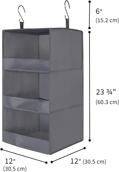 GRANNY SAYS 3-Shelf Hanging Closet Organizer, Foldable Storage, Gray