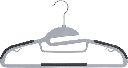 Amazon Basics Space Saving Non-Slip Rubber Coated Plastic Hangers with 360° Swivel Hook, Thin, Gray, Pack of 50