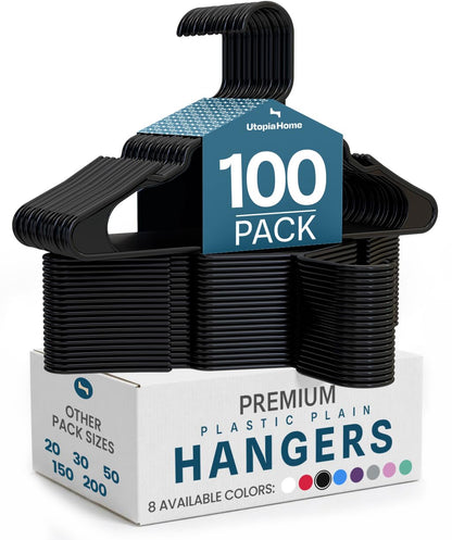 Utopia Home Plastic Hangers 50 Pack – Space Saving Clothes Hanger White