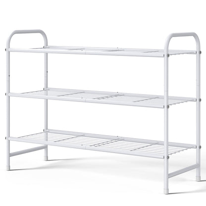 Kitsure Stainless Steel Shoe Rack Organizer, 25.6" Wide - 3 Tier, Black