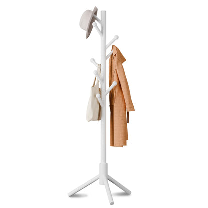 8-Hook Freestanding Coat Rack 3 Heights Safe Round Tips Black