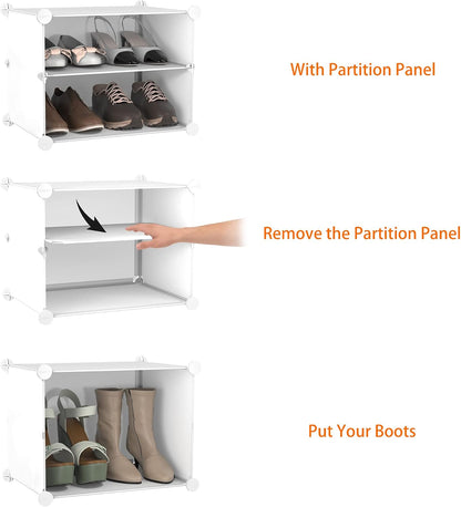 HOMIDEC Shoe Rack Organizer 32 Pair Modular Shoe Storage Cabinet for Closet