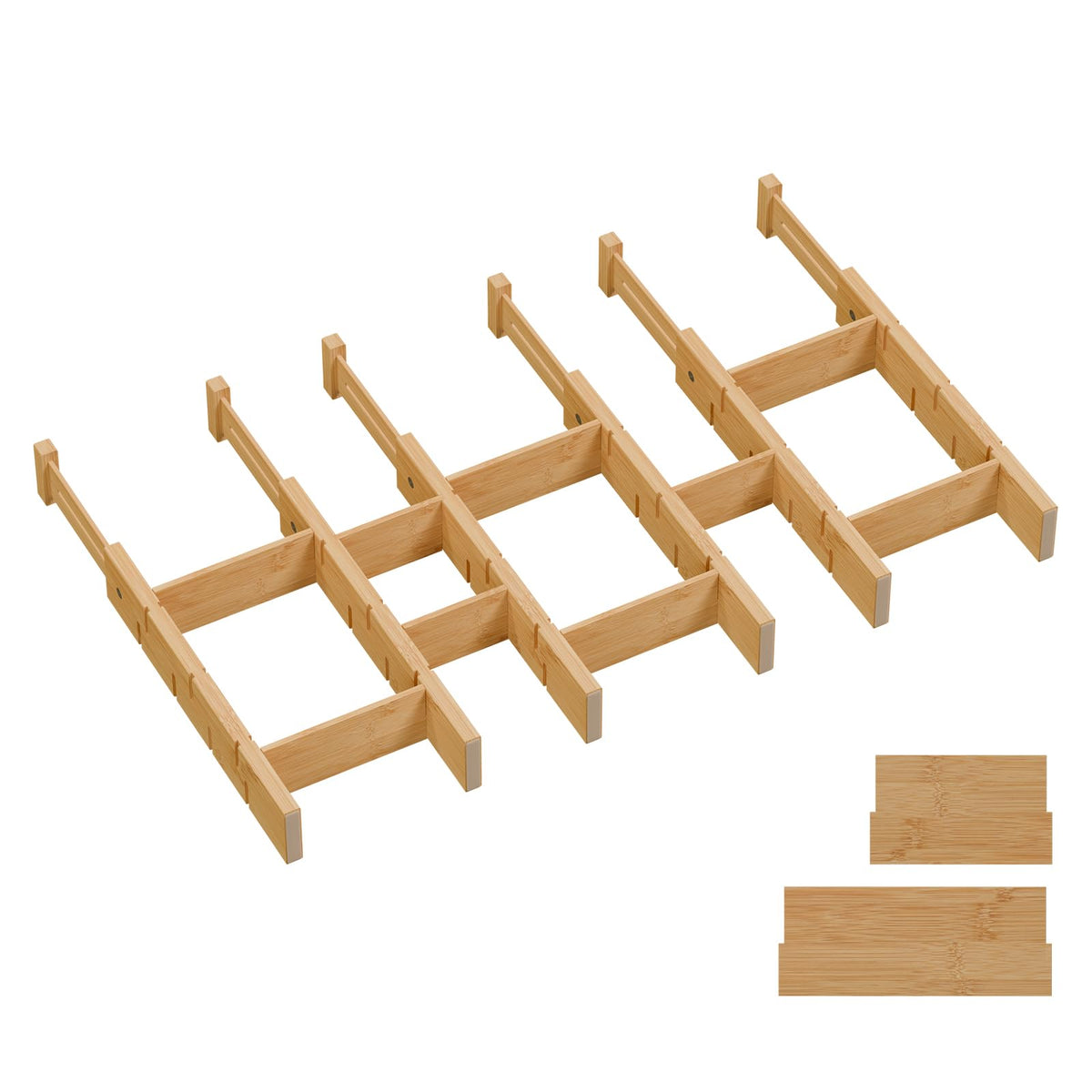 Bamboo Drawer Dividers, Expandable Kitchen Drawer Organizer