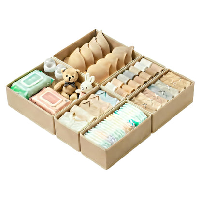 Drawer Organizer for Clothes & Underwear - 4-Pack Fabric Storage Bins with Zipper Bottom | Bra Drawer Organizer & Sock Organizer for Dresser - Foldable Baby Clothes Organizer Set, Grey