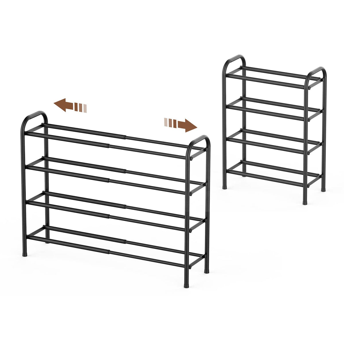 Gonfoam Expandable 3-Tier Shoe Rack for Closet and Entryway, Black