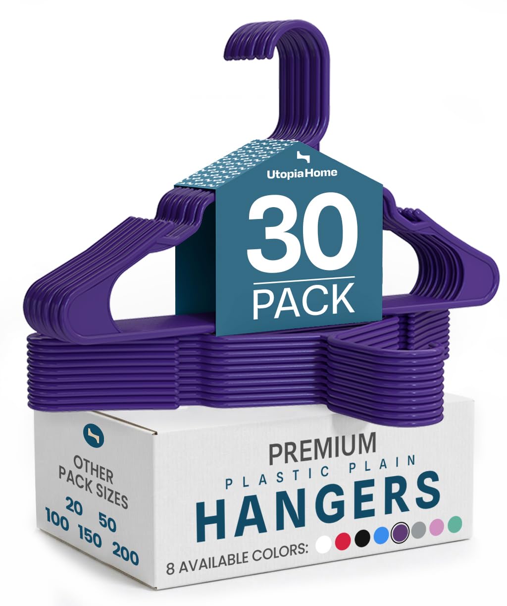 Utopia Home Plastic Hangers 50 Pack – Space Saving Clothes Hanger Black
