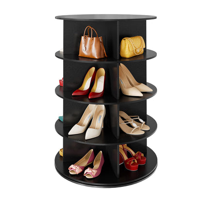 SpaceAid 7 Tier Rotating Shoe Rack Tower, Spinning Shoe Display Lazy Susan, Revolving 360 Shoe Rack Storage Round Carousel, Vertical Handbag Rotate Shoes Closet Organization (7-Tier White)