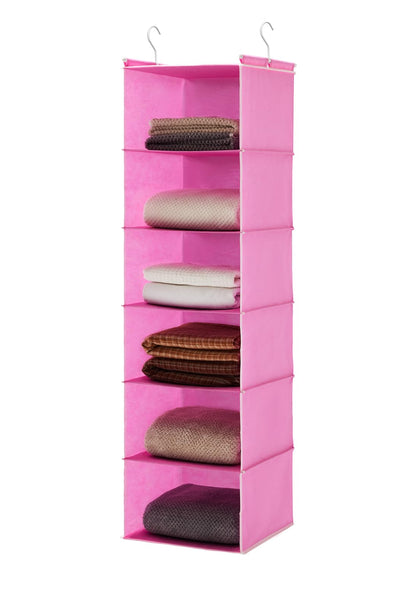 MAX Houser 6 Tier Hanging Closet Organizer with 2 Sturdy Hooks, Grey