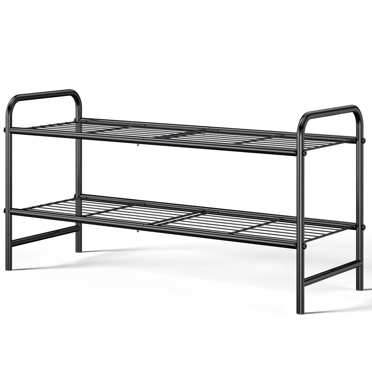 Kitsure Stainless Steel Shoe Rack Organizer, 25.6" Wide - 3 Tier, Black