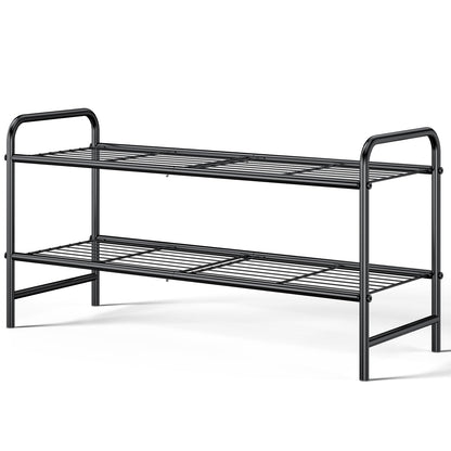 Kitsure Stainless Steel Shoe Rack Organizer, 25.6" Wide - 3 Tier, Black