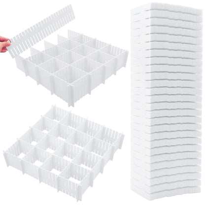 45 Pack Drawer Dividers, Plastic Adjustable Drawer Storage Organizer for Tidying Clutter Socks, Underwear, Makeup, Kitchen, Dresser Black