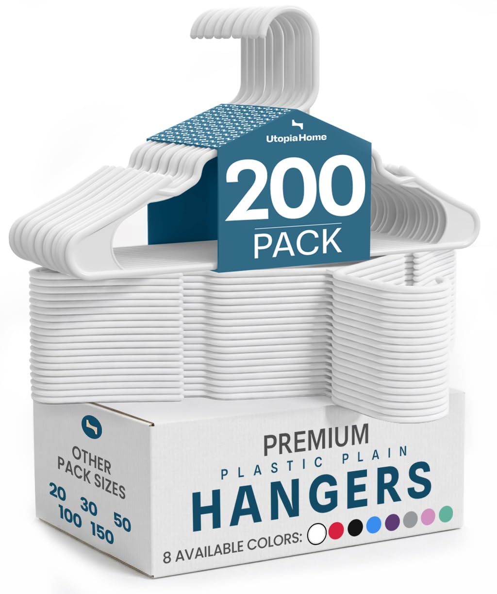 Utopia Home Plastic Hangers 50 Pack – Space Saving Clothes Hanger White