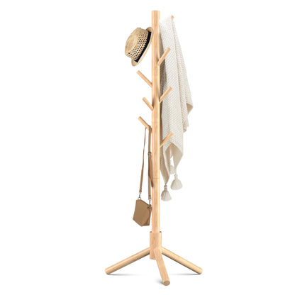 Haddockway 3 Adjustable Freestanding Wooden Coat Rack Stand 8 Hooks,Hallway