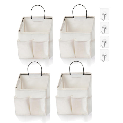 2 Pack Wall Hanging Storage Bag,Wall Hanging Organizer with Pockets, Hanging storage basket for Dormitory Bathroom Bedroom (Grey-upgraded)