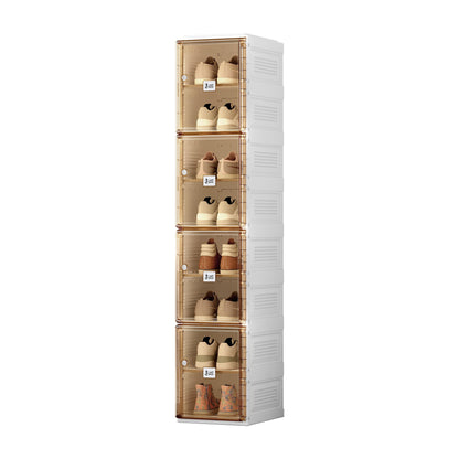 ANTBOX Shoe Organizer Storage Box, Portable Folding Shoe Rack For Closet With Magnetic Clear Door,Large Sneaker Cabinet Bins All-in-one Sturdy Easy Assembly 4 Layers-8 Grids