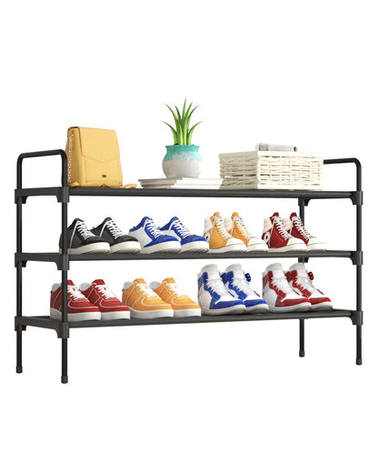 Kitsure Shoe Rack for Closet, Shoe Storage, 27.6" Wide - 3 Tiers, Black