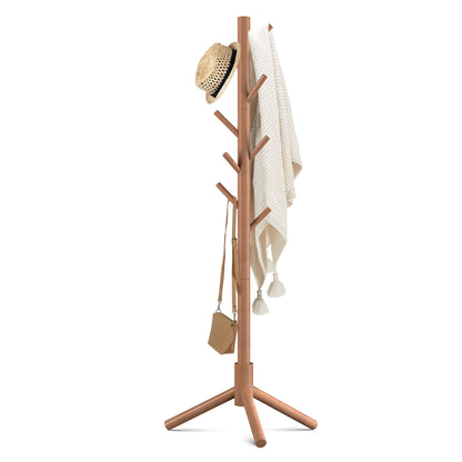 Haddockway 3 Adjustable Freestanding Wooden Coat Rack Stand 8 Hooks,Hallway