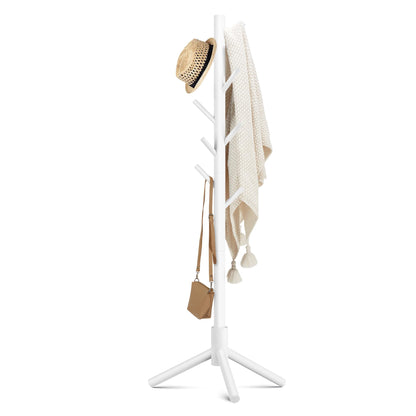 Haddockway 3 Adjustable Freestanding Wooden Coat Rack Stand 8 Hooks,Hallway
