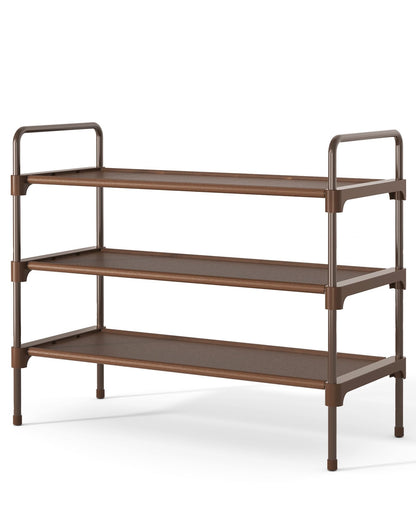 Kitsure Shoe Rack for Closet, Shoe Storage, 27.6" Wide - 3 Tiers, Black