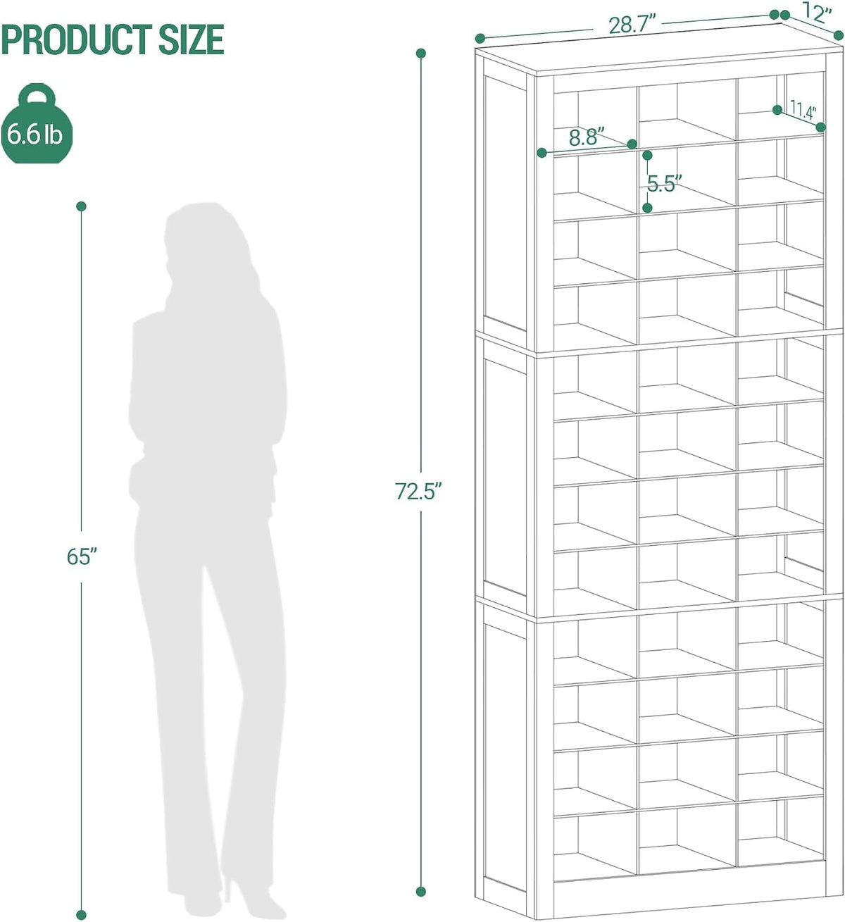 Hzuaneri Shoe Storage Cabinet, 36 Pairs Free Standing Closet Organizer