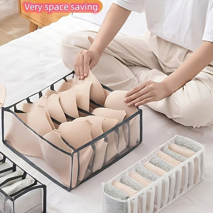 3pcs STORAGE ORGANIZER Set with 6, 7, and 11 Compartments for Underwear, Socks, Bras, Foldable Drawer Dividers, Closet Storage Boxes, and Storage Containers