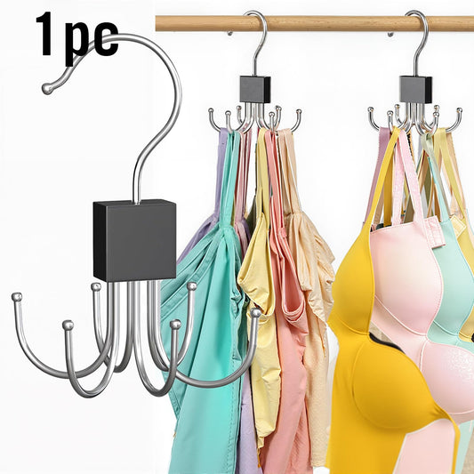 1pc Vest-Style Hanger, Bra Hanger - 360° Rotatable Hook Holds 36 Items, Space-Saving Wardrobe Organizer for Vests, Bras, Scarves, Wallets, Etc. Bra Storage Wardrobe