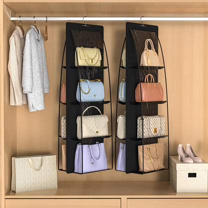 Closet 2 Packs 8 Pockets Black Handbag Hanging Purse Organizer for, Purse Storage, Purse Hanger And Handbag Organizer for Space Saving