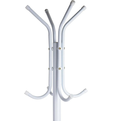 12-Hook Freestanding Clothes Rack - Modernist Look Stainless Steel Floor Standing Stand-Alone Coat Rack, Indoor Furniture Home Organizer for Coats, Hats, Jackets & Purses, Stainless Steel Coat Racks