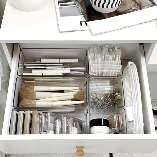 6pcs Acrylic Drawer Dividers Organizer, Suitable for Desktop Clutter Storage, Office Stationery Storage, Drawer Cosmetic Storage, Desk & Drawer Organizer for Home Storage