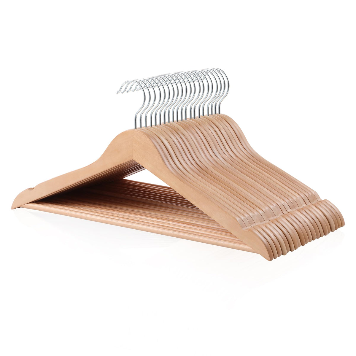 Amazon Basics Wood Suit Clothes Hangers for Closet Organizer, Natural, 30-Pack