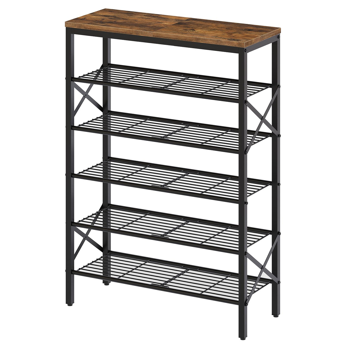 YATINEY 10 Tier Shoe Rack, Large Capacity Shoe Storage Organizer Holds 40 Pairs, Sturdy and Stable, for Entryway, Hallway, Closet, Dorm Room, Rustic Brown SS10BR
