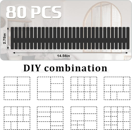 Vesici 80 Pcs Drawer Dividers Adjustable Plastic Organizers Dresser, Black