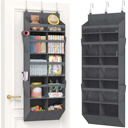 Lifewit 1 Pack Over the Door Organizer 5 Section Hanging Storage, Dark Gray