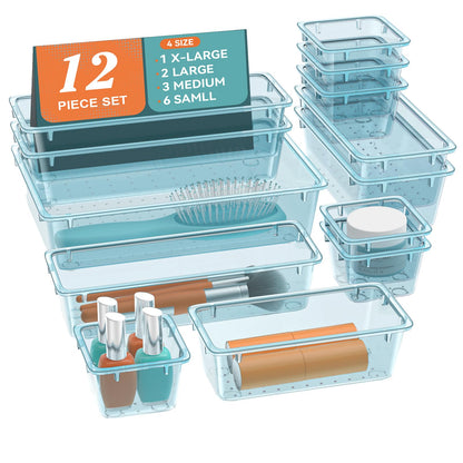 12 PCS Drawer Organizer Set, Makeup Organizers, Tool Storage Trays