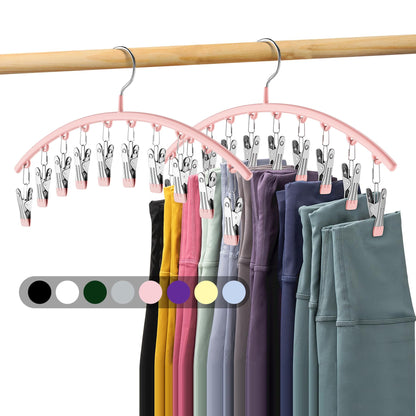 Volnamal Legging Organizer for Closet,2 Pack Metal Yoga Pants Hangers w/10 Clips Hold 20 Leggings,Space Saving Hanging Closet Organizer Clothes Hanger College Dorm Essentials Apartment Essential,Black
